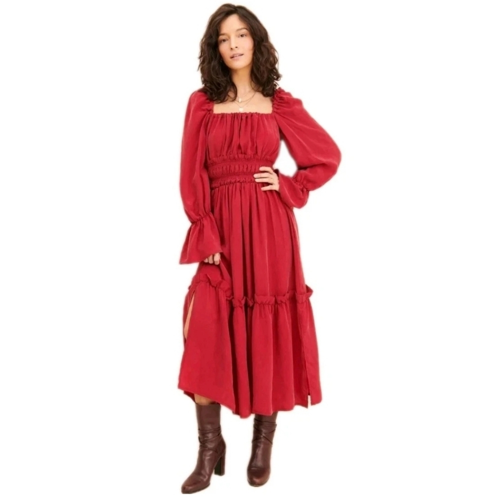 Anthropologie OhSevenDays Willa Peasant Boho Cottage Flowy Midi Dress Size: S